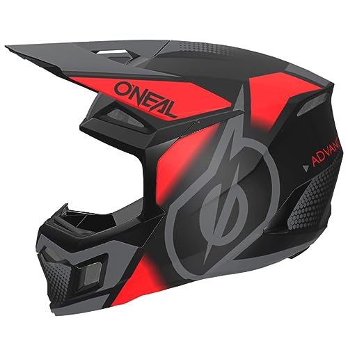 O'NEAL | Motocross-Helm | MX Enduro | ABS-Schale, Lüftungsöffnungen für optimale Kühlung | 3SRS Helmet Vision V.24 | Erwachsene | Schwarz Rot Grau | Größe M von O'NEAL
