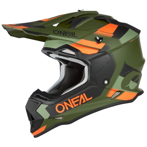 O'NEAL | Motocross-Helm | MX Enduro | ABS-Schale, Lüftungsöffnungen für optimale Kühlung | 2SRS Helmet SPYDE V.23 | Erwachsene | Grün Schwarz Orange | Größe L (59/60 cm) von O'NEAL