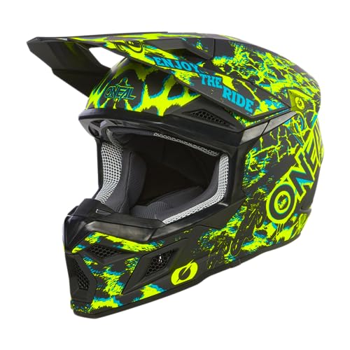 O'NEAL | Motocross-Helm | MX Enduro | ABS-Schale, Lüftungsöffnungen für optimale Kühlung | 3SRS Helmet Assault V.24 | Erwachsene | Schwarz Neon Gelb | Größe L von O'NEAL