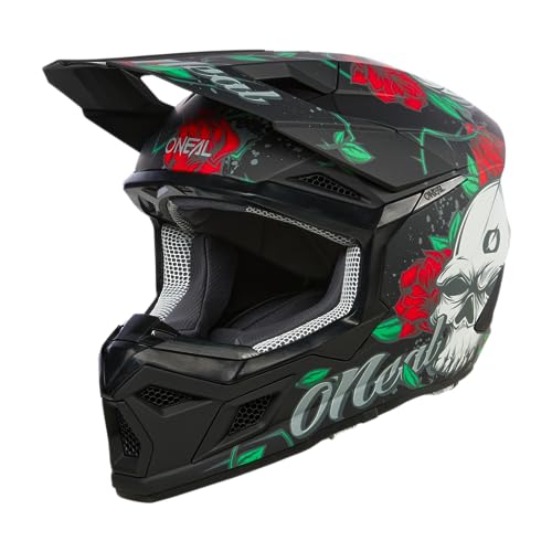 O'NEAL | Motocross-Helm | MX Enduro | ABS-Schale, Lüftungsöffnungen für optimale Kühlung | 3SRS Helmet MELANCIA V.24 | Erwachsene | Schwarz Multi | Größe L von O'NEAL
