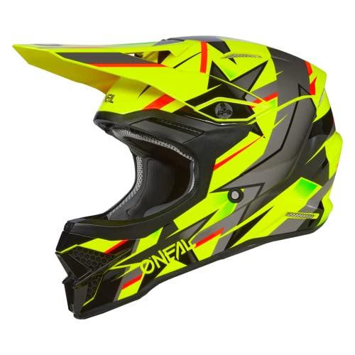 O'NEAL | Motocross-Helm | MX Enduro | ABS-Schale, Lüftungsöffnungen für optimale Kühlung | 3SRS Helmet Ride V.23 | Erwachsene | Neon-Gelb Weiß | Größe M (57/58 cm) von O'NEAL