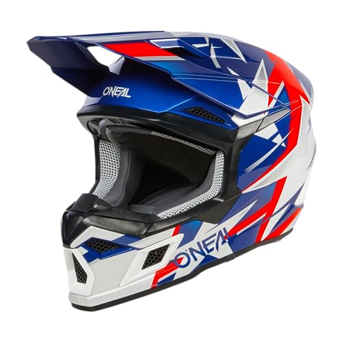 O'NEAL | Motocross-Helm | MX Enduro | ABS-Schale, Lüftungsöffnungen für optimale Kühlung | 3SRS Helmet Ride V.24 | Erwachsene | Blau Weiß Rot | Größe XL von O'NEAL