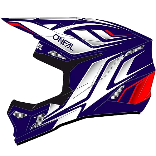 O'NEAL | Motocross-Helm | MX Enduro | ABS-Schale, Lüftungsöffnungen für optimale Kühlung | 3SRS Youth Helmet Vertical V.24 | Jugendliche | Blau Weiß Rot | Größe M von O'NEAL