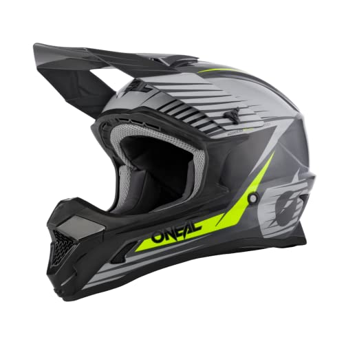 O'NEAL | Motocross-Helm | MX Enduro Motorrad | ABS-Schale, , Lüftungsöffnungen für optimale Belüftung & Kühlung | 1SRS Helmet Stream | Erwachsene | Grau Neon-Gelb | Größe S von O'NEAL