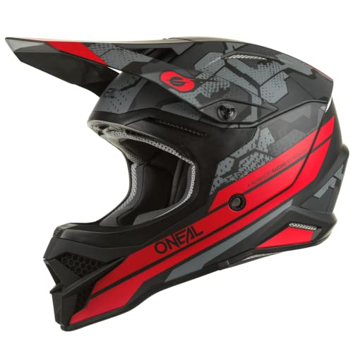 O'NEAL | Motocross-Helm | MX Enduro Motorrad | ABS-Schale, Lüftungsöffnungen für optimale Belüftung & Kühlung | 3SRS Helmet Camo V.22 | Erwachsene | Schwarz Rot | XS von O'NEAL