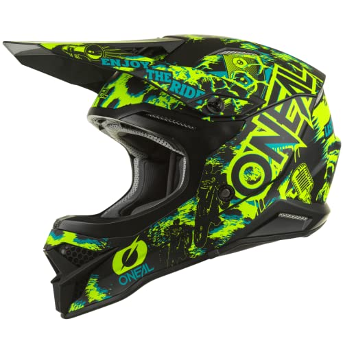 O'NEAL | Motocross-Helm | MX Enduro Motorrad | ABS-Schale, Sicherheitsnorm ECE 2205, Lüftungsöffnungen für optimale Belüftung & Kühlung | 3SRS Helmet Assault V.22 | Erwachsene | Schwarz Neon-Gelb | M von O'NEAL