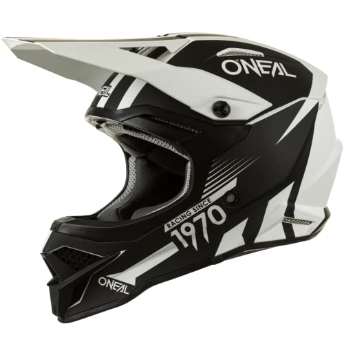 O'NEAL | Motocross-Helm | MX Enduro Motorrad | ABS-Schale, Sicherheitsnorm ECE 2205, Lüftungsöffnungen für optimale Belüftung & Kühlung | 3SRS Helmet Interceptor V.22 | Erwachsene | Schwarz Weiß | M von O'NEAL