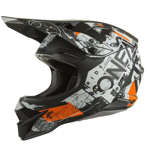 O'NEAL | Motocross-Helm | MX Enduro Motorrad | ABS-Schale, Sicherheitsnorm ECE 2205, Lüftungsöffnungen für optimale Belüftung & Kühlung | 3SRS Helmet Scarz V.22 | Erwachsene | Schwarz Grau Orange | L von O'NEAL