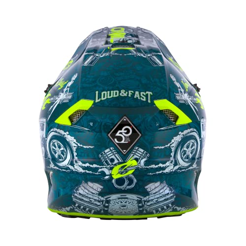 O'NEAL | Motocross-Helm | Motocross Enduro | 2 Außenschalen & 2 EPS für erhöhte Sicherheit, Schale aus ABS, Nasenschutz aus Gummi | 5SRS Polyacrylite Helmet HR | Erwachsene | Blau Gelb | Größe XS von O'NEAL