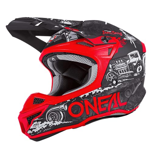 O'NEAL | Motocross-Helm | Motocross Enduro | 2 Außenschalen & 2 EPS für erhöhte Sicherheit, Schale aus ABS, Nasenschutz aus Gummi | 5SRS Polyacrylite Helmet HR | Erwachsene | Rot Schwarz | Größe M von O'NEAL