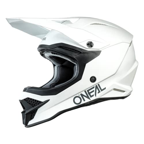O'NEAL | Motocross-Helm | Motocross Enduro |Schale aus ABS, Lüftungsöffnungen für optimale Belüftung & Kühlung | 3SRS Helmet Solid | Erwachsene | Weiß | Größe L von O'NEAL