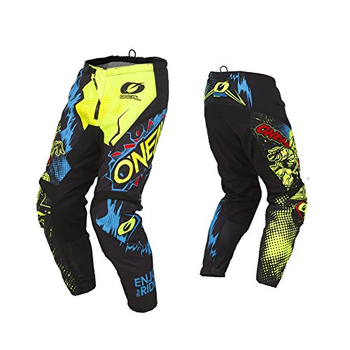 O'NEAL | Motocross-Hose | MX Enduro | außergewöhnliche Bewegungsfreiheit, Vollständig gefüttert, Polster aus Gummi für zusätzlichen Schutz | Pants Element Villain | Erwachsene | Neon-Gelb | Größe 34 von O'NEAL