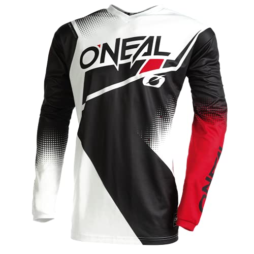 O'NEAL | Motocross-Jersey Langarm | MX Enduro | Gepolsterter Ellbogenschutz, V-Ausschnitt, atmungsaktiv | Element Jersey Racewear V.22 | Erwachsene | Schwarz Weiß Rot | Größe L von O'NEAL