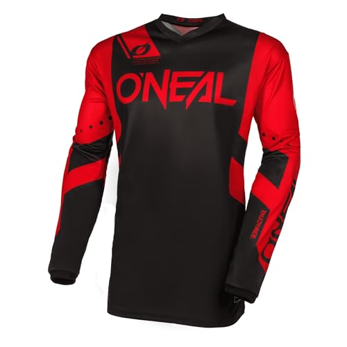 O'NEAL | Motocross-Jersey Langarm | MX Enduro | Gepolsterter Ellbogenschutz, V-Ausschnitt, atmungsaktiv | Element Jersey Racewear V.24 | Erwachsene | Schwarz Rot | Größe M von O'NEAL