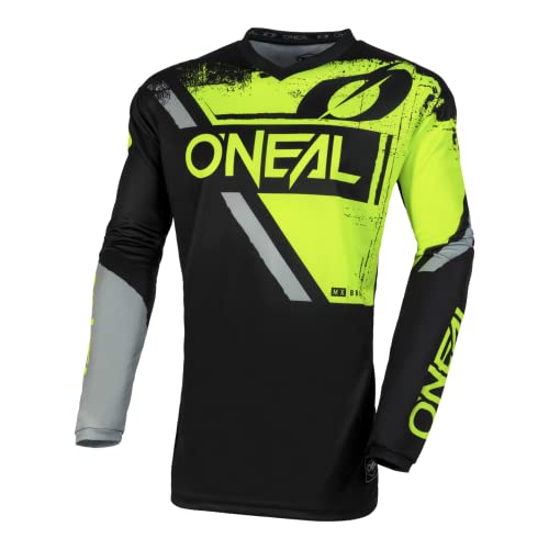 O'NEAL | Motocross-Jersey | MX Enduro | Gepolsterter Ellbogenschutz, V-Ausschnitt, atmungsaktiv | Element Jersey Shocker V.23 | Erwachsene | Schwarz Neon-Gelb | Größe L von O'NEAL