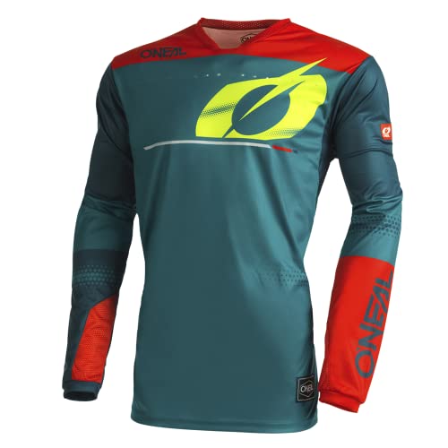 O'NEAL | Motocross-Shirt Langarm | MX MTB Mountainbike | Leichte Materialien, Lasergeschnittene Belüftungslöcher, Ergonomischer Schnitt | Hardwear Jersey Haze V.22 | Erwachsene | Blau Rot | L von O'NEAL