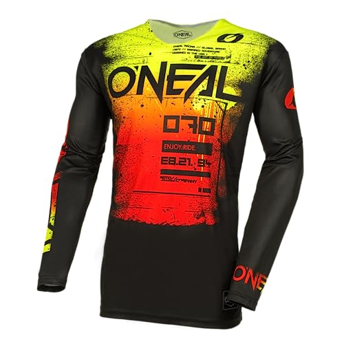 O'NEAL | Motocross-Shirt Langarm | MX MTB Mountainbike | Leichtes Material, ergonomischer Slim Fit Schnitt für perfekte Passform | Mayhem Jersey Scarz V.24 | Erwachsene | Schwarz Rot | Größe L von O'NEAL