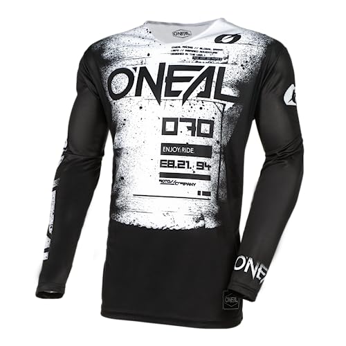 O'NEAL | Motocross-Shirt Langarm | MX MTB Mountainbike | Leichtes Material, ergonomischer Slim Fit Schnitt für perfekte Passform | Mayhem Jersey Scarz V.24 | Erwachsene | Schwarz Weiß | Größe S von O'NEAL
