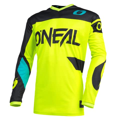 O'NEAL | Motocross-Trikot | Enduro MX | Atmungsaktiv, Gepolsterter Ellbogenschutz, Passform für maximale Bewegungsfreiheit | Element Jersey Racewear | Erwachsene | Schwarz Neon-Gelb | Größe XL von O'NEAL
