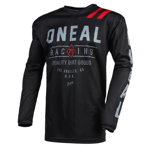 O'NEAL | Motocross-Trikot | Enduro MX | Atmungsaktives Material, ergonomischem Schnitt, Passform für maximale Bewegungsfreiheit | Element Jersey Dirt | Erwachsene | Schwarz Grau | Größe L von O'NEAL