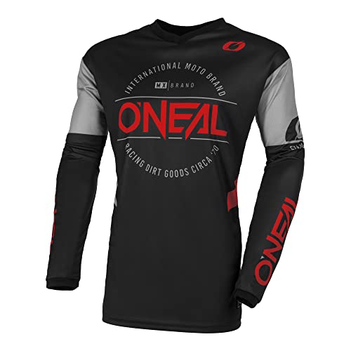 O'NEAL | Motocross-Trikot | Enduro MX | Atmungsaktives Material, gepolsterter Ellenbogenschutz, Passform für maximale Bewegungsfreiheit | Element Jersey Brand V.23 | Erwachsene | Schwarz Rot | L von O'NEAL