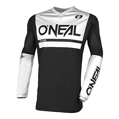 O'NEAL | Motocross-Trikot | Enduro MX | Atmungsaktives Material, gepolsterter Ellenbogenschutz, Passform für maximale Bewegungsfreiheit | Element Jersey Threat V.23 | Erwachsene | Schwarz Weiß | M von O'NEAL