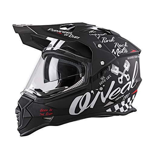 O'NEAL | Motorradhelm | Enduro Adventure Street | Ventilationsöffnungen für maximalen Luftstrom & Kühlung, integrierte Sonnenblende | Sierra Helmet Torment | Erwachsene | Schwarz Weiß | Größe S von O'NEAL