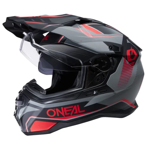 O'NEAL | Motorradhelm | Enduro Touring Adventure Street | Guter Fit, Pinlock und Bluetooth fähig, integrierte Sonnenblende | D-SRS Helmet Square V.22 | Erwachsene | Schwarz Rot | Größe XL von O'NEAL