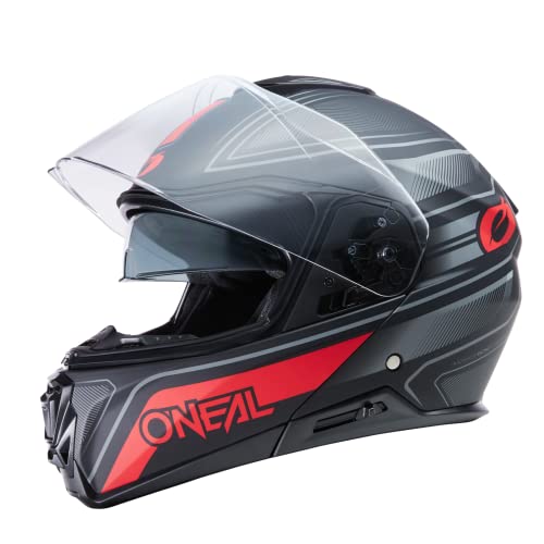 O'NEAL | Motorradhelm | Enduro Touring Adventure Street | Guter Fit, Pinlock und Bluetooth fähig, integrierte Sonnenblende | M-SRS Helmet String V.22 | Erwachsene | Schwarz Rot | Größe M von O'NEAL