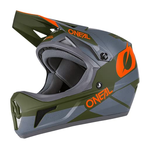O'NEAL | Mountainbike-Helm Fullface | MTB DH Downhill FR Freeride | ABS-Schale, Magnetverschluss, übertrifft Robustes ABS | SONUS Helmet DEFT | Erwachsene | Grau Olive Orange | Größe S von O'NEAL