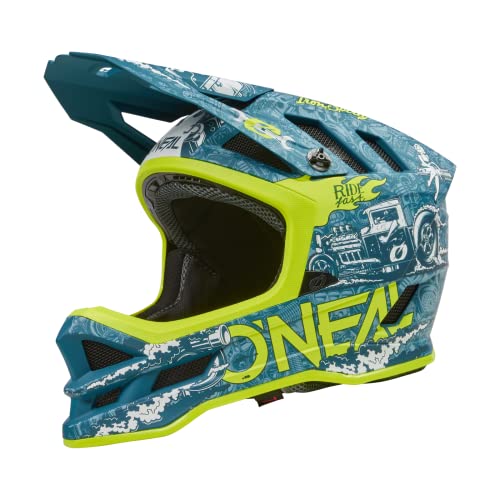 O'NEAL | Mountainbike-Helm | MTB Downhill | Dri-Lex® Innenfutter, Ventilationsöffnungen für Luftstrom, ABS Außenschale | Blade POLYACRYLITE Helmet HR V.23 | Erwachsene | Teal Neon-Gelb | Größe XL von O'NEAL