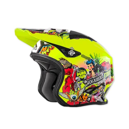 O'NEAL Slat Helmet Motorradhelm Herren Damen I Enduro Street Adventure I Fieberglas Jethelm mit waschbarem Innenfutter I I Neon-Gelb I Größe S von O'NEAL