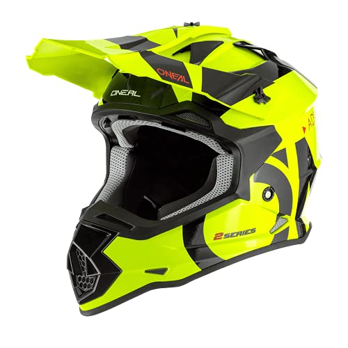 O'NEAL | Motocross-Helm | Kinder | MX Enduro | ABS-Schale, , Lüftungsöffnungen für optimale Belüftung & Kühlung | 2SRS Youth Helmet Slick | Schwarz Neon-Gelb | Größe L von O'NEAL