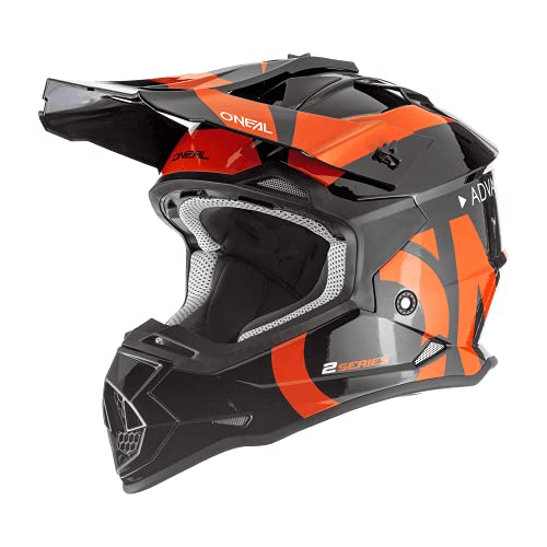 O'NEAL | Motocross-Helm | Kinder | MX Enduro | ABS-Schale, Lüftungsöffnungen für optimale Belüftung & Kühlung | 2SRS Youth Helmet Slick | Schwarz Orange | Größe L von O'NEAL