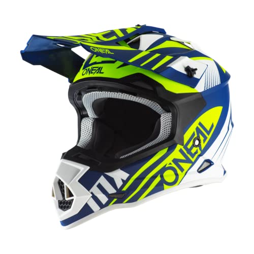 O'NEAL | Motocross-Helm | MX Enduro | ABS-Schale, Lüftungsöffnungen für optimale Belüftung & Kühlung | 2SRS Helmet Spyde 2.0 | Erwachsene | Blau Weiß Gelb | Größe XL von O'NEAL
