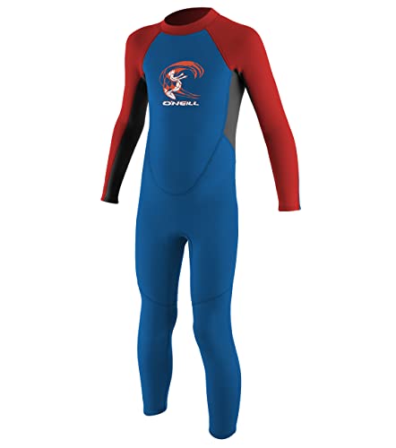 2018 O'Neill Toddler Reactor 2mm Back Zip Wetsuit Blue/NEON RED 4868 Age/Size - 6 Years von O'Neill