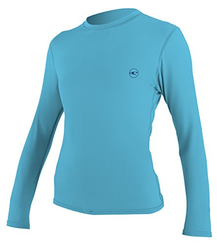 O'Neill Wetsuits Damen Women's Basic 30+ Long Sleeve Sun Shirt Rashguards, Türkis/Ausflug, einfarbig (Getaway Solids), Medium von O'Neill Wetsuits
