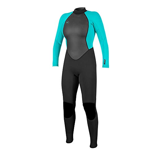 O'Neill Damen Reactor II 3/2 mm Back Zip Full Wetsuit Neoprenanzug, Black/Light Aqu,44 EU (US 14) von O'Neill