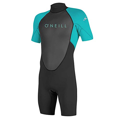 O'Neill Wetsuits Mädchen Reactor II 2mm Back Zip Spring Wetsuit Neoprenanzug, Black/Light Aqua, 4 von O'Neill