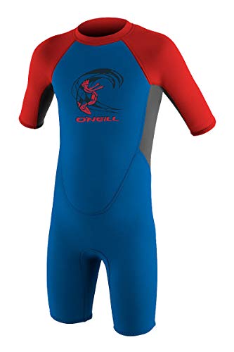 O'Neill Toddler Reactor-2 2mm Back Zip Short Sleeve Spring Wetsuit, Ocean/Graphite/Red, 2 von O'Neill