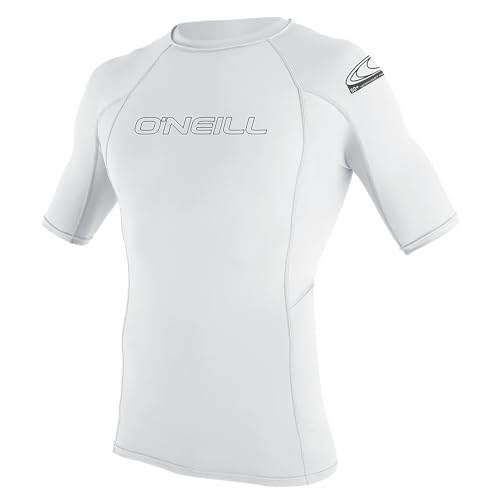 O'Neill Wetsuits Herren Uv Schutz Basic Skins S/S Crew Rash Vest, White, XS von O'Neill