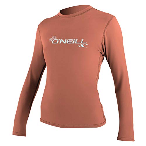 O'Neill Wetsuits Women's Basic Skins Long Sleeve Sun Shirt Rash Vest, Light Grapefruit, L von O'Neill