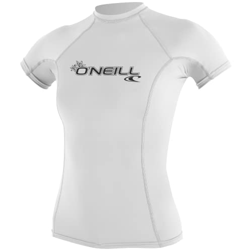 O'Neill Wetsuits Women's Basic Skins Short Sleeve Sun Shirt Rash Vest, White, 2XL von O'Neill
