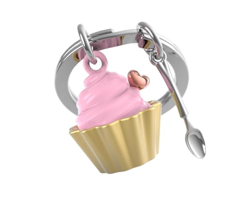 O meta[l]morphose METALMORPHOSE Schlüsselanhänger Cupcake Erdbeere – Geschenk für Herren, Geschenk für Damen, Rosa, one size von O meta[l]morphose