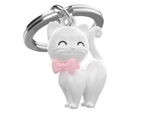 O meta[l]morphose METALMORPHOSE - Schlüsselanhänger niedliche weiße Katze - Kätzchen Schlüsselanhänger - Geschenk für Frauen von O meta[l]morphose