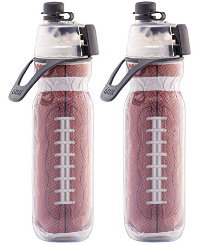 O2COOL Mist 'N Sip Misting Water Bottle 2-in-1 Nebel- und Trinkfunktion ohne Auslaufen, Sport-Wasserflasche, wiederverwendbare Wasserflasche – 590 ml (2 Stück Fußball) von O2COOL