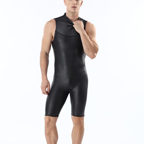 Neoprenanzug Für Männer Und Frauen, 2mm Neopren Shorty Neoprenanzüge Für Schwimmen Tauchen Neoprenanzüge Back Zip (Color : Man, Size : L) von OAKBEEN