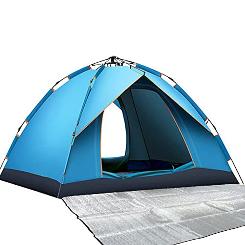 Camping Zelt Automatisches Sofortzelt 2-3 Personen Pop Up Zelt, Doppelschicht Wasserdicht & Winddichte Ultraleichte Kuppelzelt UV Schutz Einfache Einrichtung Für Blue,The mat von OAKLIV