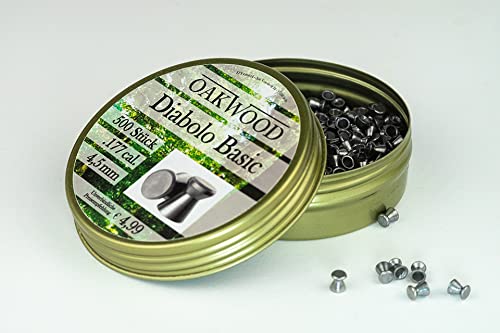 5 X 500 SCHUSS OAKWOOD Basic DIABOLOS- LUFTGEWEHRKUGELN - 4,5MM - Made IN Germany DRUCKLUFTWAFFEN IM KAL: 4,5 DIABOLO GEEIGNET von OAKWOOD