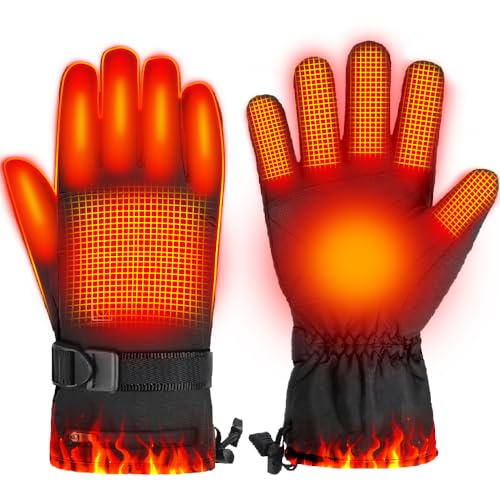 OBEST Heizhandschuh, 4000mAh Beheizte Handschuhe, Volle 5-Finger-Handschuhe, 3-Gang-Temperaturregelung und wasserdicht, für Motorradfahren und Skifahren von OBEST